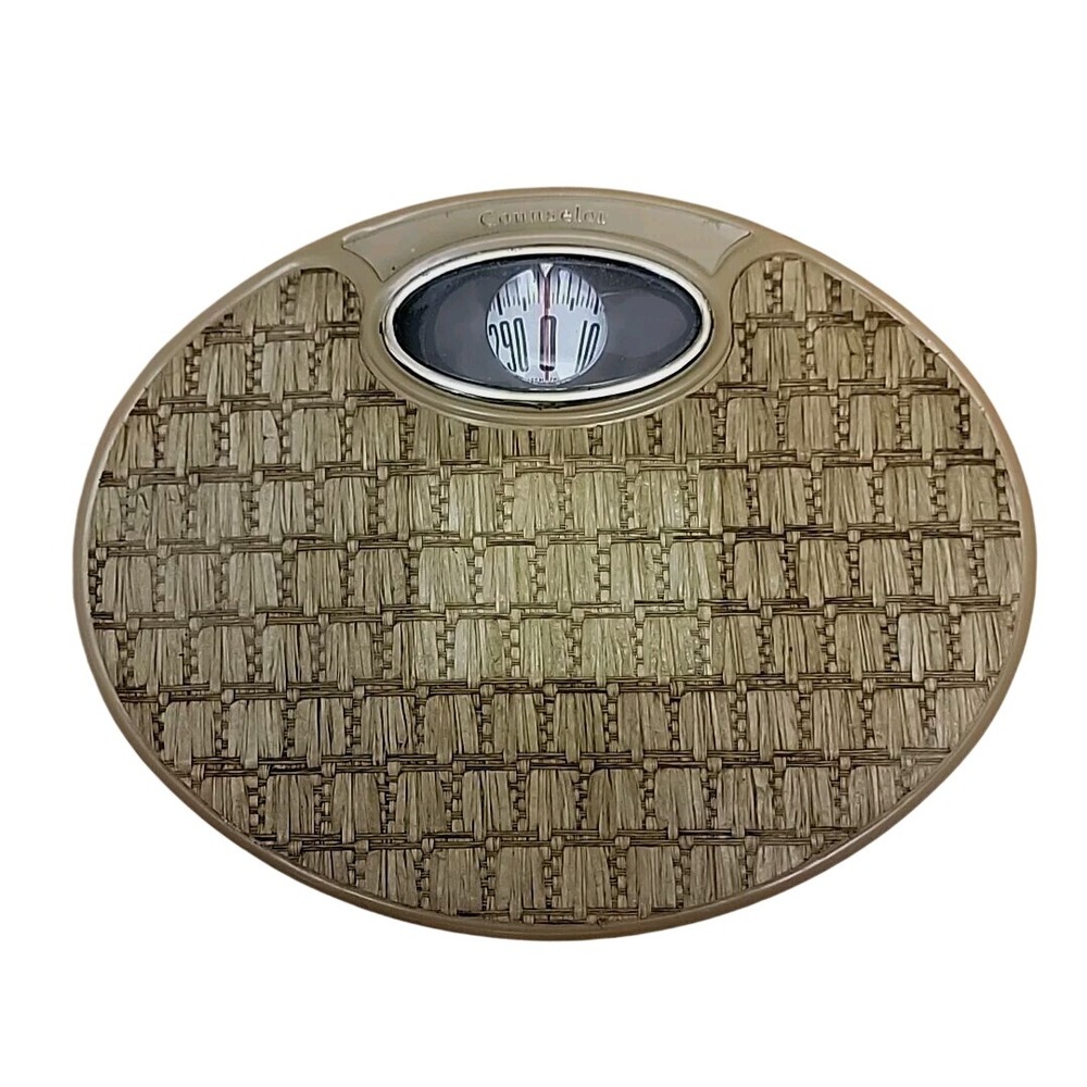 Counselor Oval Bubble Viewer Bathroom Scale Mid Century Modern Rattan Vintage